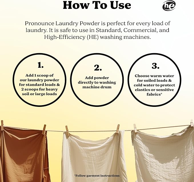 Pronounce Laundry Detergent Powder Alternative | Cleaner Ingredients. Safer for Sensitive Skin. Stain + Smell Fighting. With Essential Oils. HE Safe - 120 Loads (Lemon).