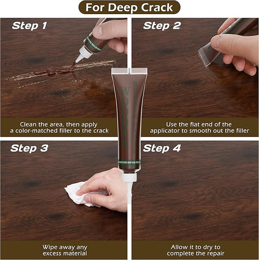 Wood Repair Kit: 12-Color Wood Filler and 8-Color Furniture Markers Touch Up for Scratches/Holes/Stains/Cracks in Floors/Table/Cabinets(Laminate/Hardwood)