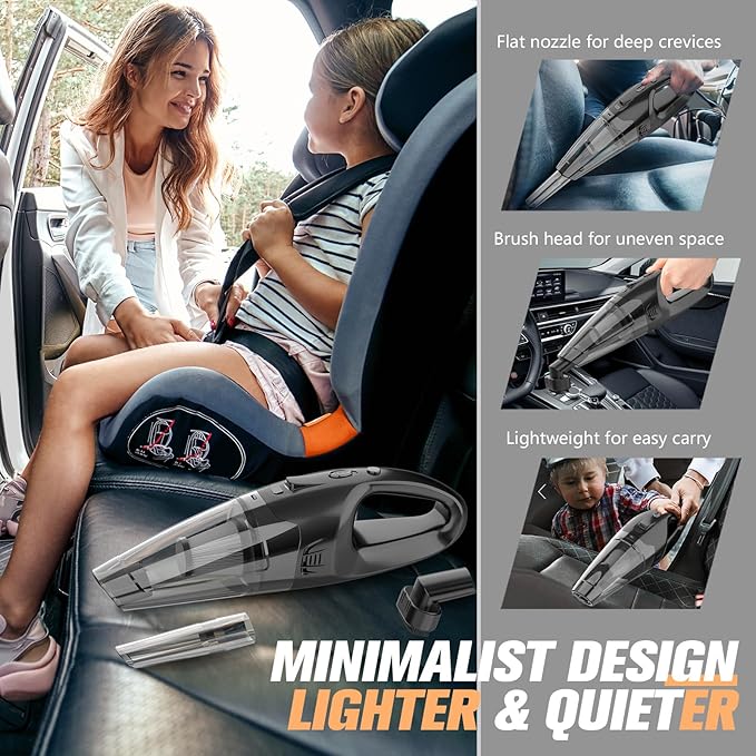 Handheld Vacuum Cordless | Car Vacuum Portable Cordless 650mL Washable Dustbin | 25-Min Runtime Rechargeable Hand Held Vacuum 8000Pa Powerful Suction
