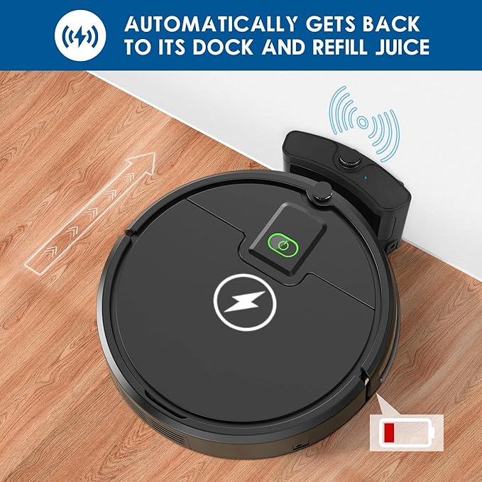 Robot Vacuum Cleaner,2900Pa Powerful Suction Robot Vacuums with Self-Charging,150Mins,Tangle-Free Robotic Vacuums Cleaner, Low Noise, Ideal for Hard Floor, Low-Pile Carpets & Pet Hair