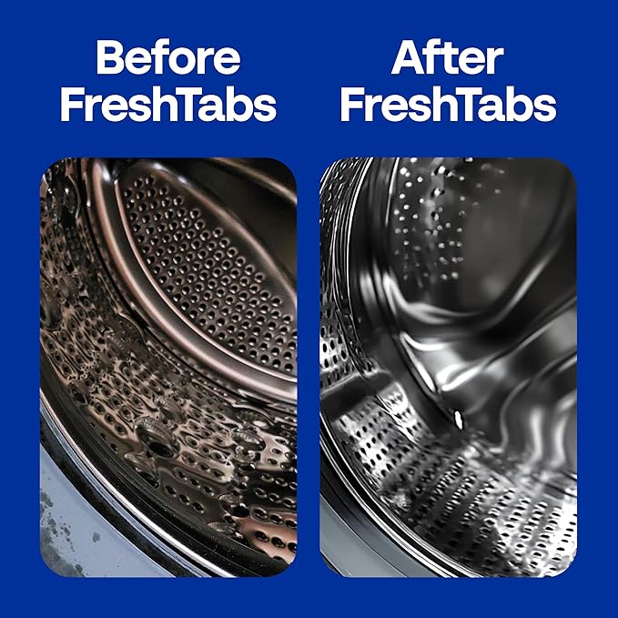 Earth Breeze Fresh Tabs - Washing Machine Cleaner Tablets - Deep Cleaning to Fight Odor-Causing Residue for Front Loader, Top Load, HE Washers - for Fresher, Cleaner Laundry - 6 Month Supply