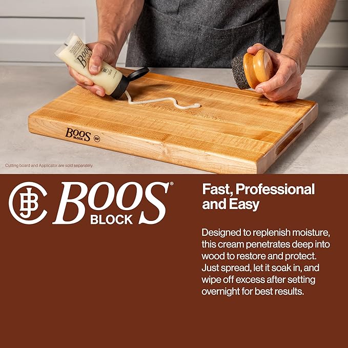 John Boos Block All-Natural Board Cream for Butcher Blocks and Cutting Boards, 5 oz - Wood Conditioner & Sealer for Maintenance and Protection, Safe Formula with Beeswax & Mineral Oil