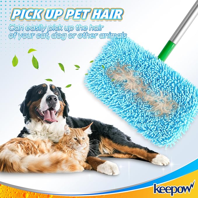 KEEPOW Wet Pads Refill for Swiffer Sweeper Mop and Sweep & Mop Deluxe - Dry Sweeping Cloths for Floor Mopping and Cleaning - Pet Heavy Duty Pads Refills, Upgraded Reusable (4 Pack)
