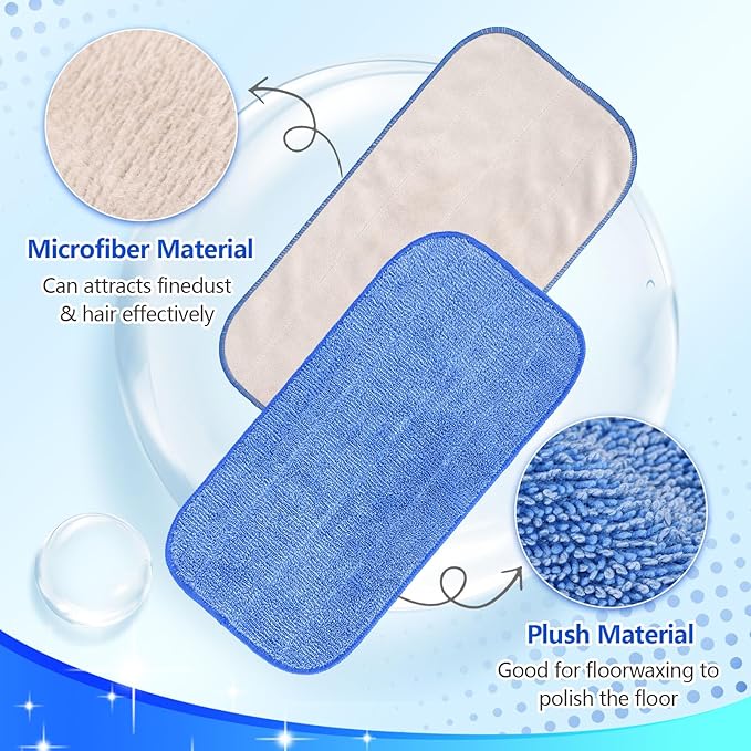 Microfiber Cleaning Cloth Compatible with MR SIGA Professional Microfiber Mop - Professional Reusable Flat Mop Refills - Mop Pads Replacement for Hardwood Cleaning (2 Pack)