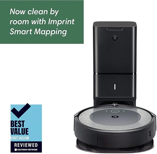 iRobot Roomba i3+ EVO (3550) Self-Emptying Robot Vacuum – Now Clean by Room with Smart Mapping, Empties Itself for Up to 60 Days, Works with Alexa, Ideal for Pet Hair, Carpets, Roomba i3+
