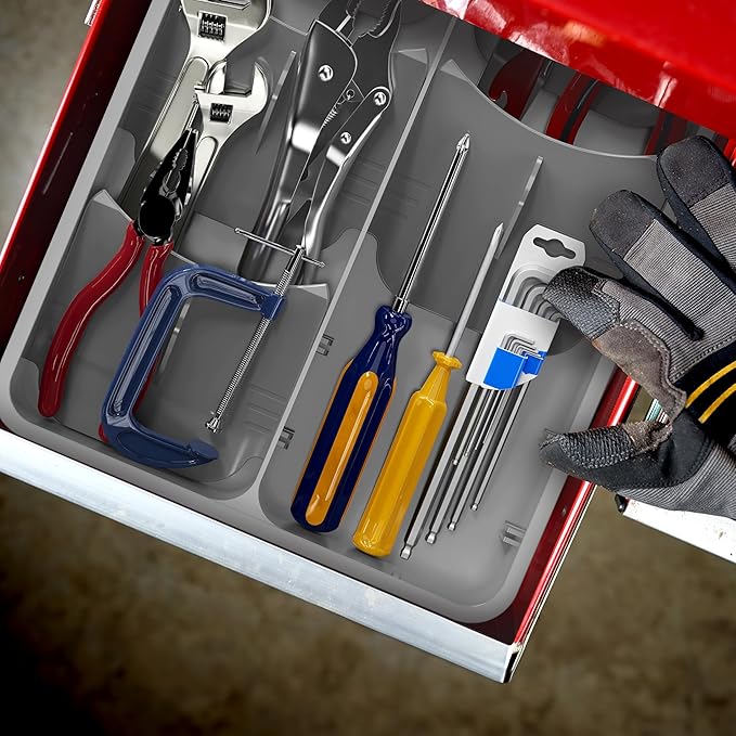 SIMPLE HOUSEWARE Adjustable Silverware Utensil Drawer Organizer, Gray