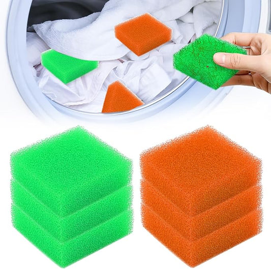 Pet Hair Remover for Laundry, 6Pcs Reusable Lint Remover for Laundry Pet Hair Catcher, Soft Dog Hair Remover for Washing Machine, Orange&Green