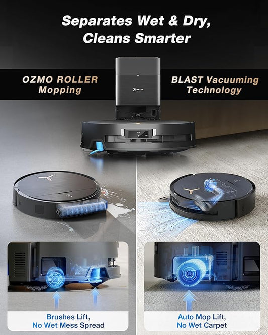 ECOVACS DEEBOT X9 PRO Omni Robot Vacuum and Mop, 16,600Pa Blast Suction, OZMO Roller Instant Self-Washing Mop, ZeroTangle 3.0, Triple Lift System, AI Navigation, Hands-Free Omni Station