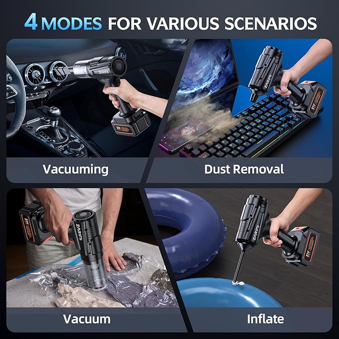 Cordless Handheld Car Vacuum Cleaner, 50,000Pa High-Power Brushless Motor, Rechargeable Dust Buster with 2 Batteries & Charger, 6-in-1 Portable Vacuum Cleaners for Home, Pet Hair, Bright Black
