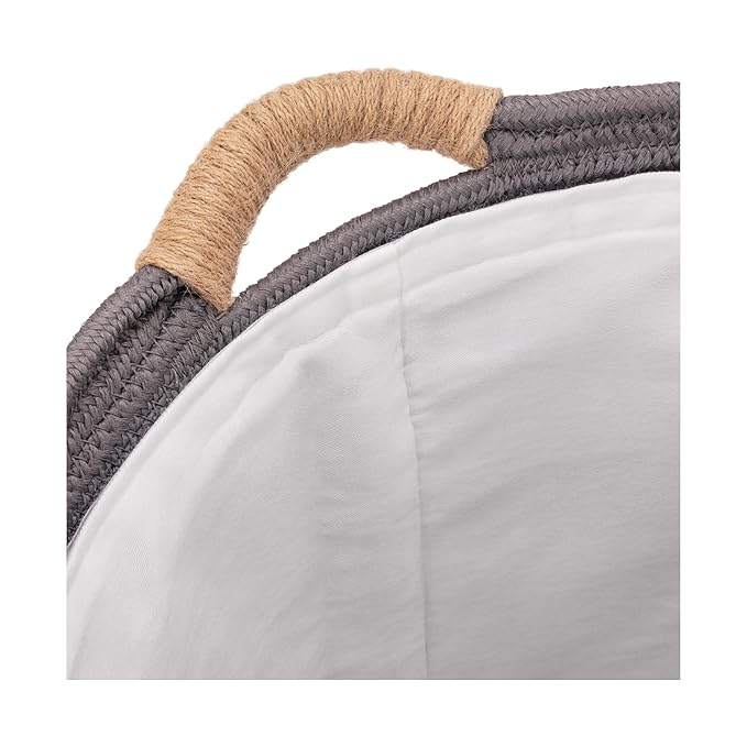 Seville Classics Premium Natural Handwoven Portable Laundry Bin Basket with Carrying Handles, Household Storage for Clothes, Linens, Sheets, Hamper with Liner, Gray
