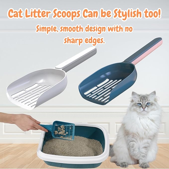 Cat Poop Scooper Cleaning Shovel, Plastic Candy Color Shovel, Ergonomic Pet Cleaning Tool, Litter Box Scooper, Large Cat Litter Scoop. (Blue)