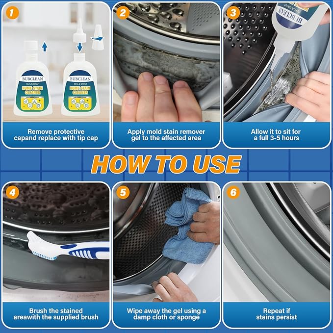 Home Stain Remover Gel Cleaner, Heavy Duty Black Surface Stain Cleaner for Washing Machine, Bathroom Grout, Shower, Bathtub, Tile, Fridge Rubber, Kitchen Sinks, 1 Pack