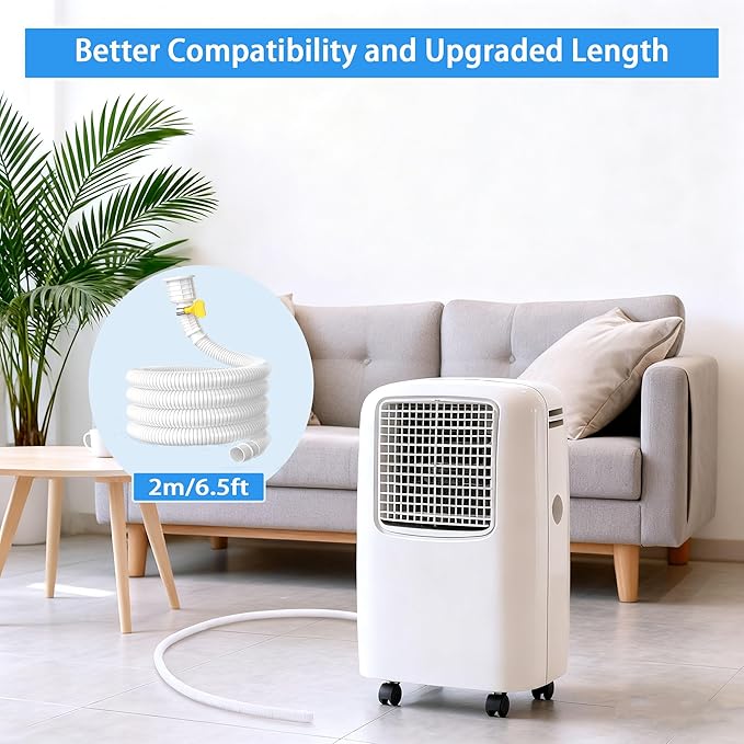 Dehumidifier Hose, Universal Portable AC Drain Hose & Mini Split Drain Hose - 2-Pack 13FT AC Drainage Line Extension Compatible with Arctic King Portable Air Conditioner (Cut-to-Fit with 4 Clamps)