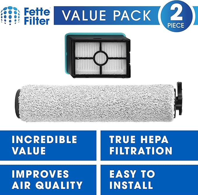 3831 Replacement Brush and Filter Set for Bissell Crosswave Hard Floor Expert Vacuum Models 3831 HF2 3845 3847 3848, Replacement Part # B0555, 1637755, 1632973 1 Roller Brush Filter 1 HEPA Filter