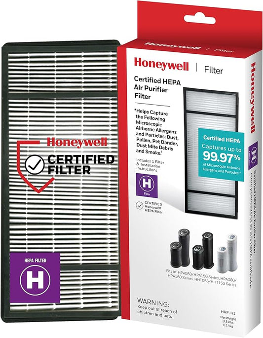 Honeywell HRF-H1 HEPA Air Purifier Filter H, 1-Pack – for HPA050/150, HPA060 & HPA160 Series – Airborne Allergen Air Filter Targets Wildfire/Smoke, Pollen, Pet Dander, and Dust