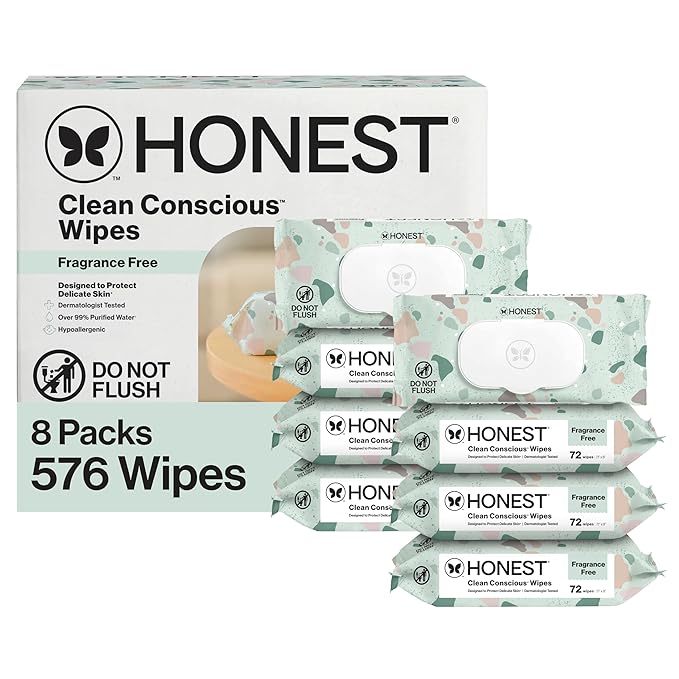 The Honest Company Hypoallergenic Multi-Use Baby Wipes for Sensitive Skin, Geo Mood, 576 Count