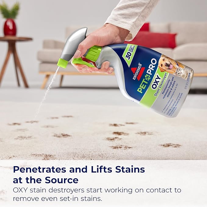 Bissell PET PRO OXY Stain Destroyer for Carpet and Upholstery, 22 oz, 17739, 2 Count (Pack of 2)