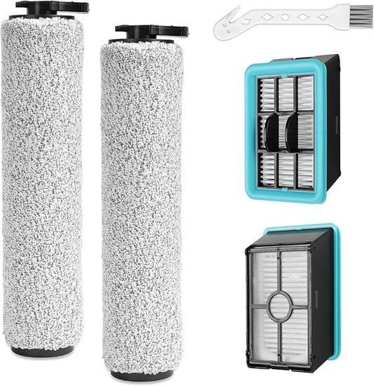 FFsign 3831 Roller Brush & Filter Replacement Compatible with Bissell Crosswave Hard Floor Expert 3831, HF2 3845N Vacuum, Floor Scrubber Wet Dry Vacuum Accessory Kit 2 Brush Rolls, 2 Filter Parts