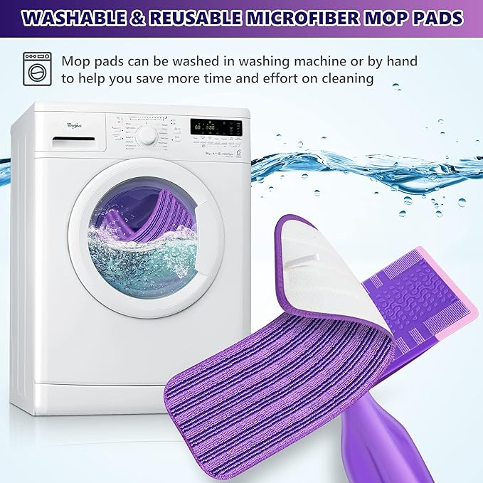Reusable Mop Pads Compatible with Swiffer Wet Jet, Wet Jet Pads Refills for Swiffer Mop, Microfiber Replacement Pads for Hardwood Floor Cleaning, Dry Wet Mopping Cloths for 12" Wet Jet Refill, 6 Pack