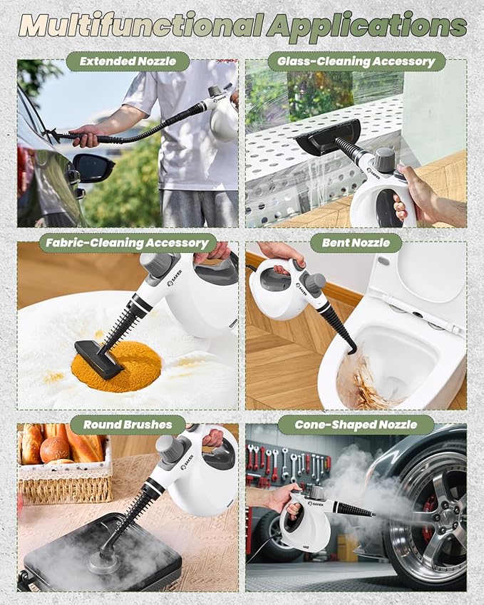 Saker Handheld Steam Cleaner Upgraded,Portable Steam Cleaner for Home,1050W Steam Cleaner,Quick Heating & Deep Cleaning of Floors, Cars, and Kitchen(with 5 Fiber Cloths)
