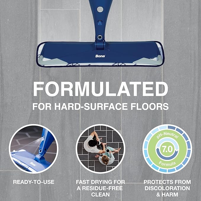 Bona Multi-Surface Floor Cleaner Refill - 96 fl oz - Lemon Mint - Residue-Free Floor Cleaning Solution refill for Spray Mop and Spray Bottles - For Use on Stone, Tile, Laminate, and Vinyl Floors