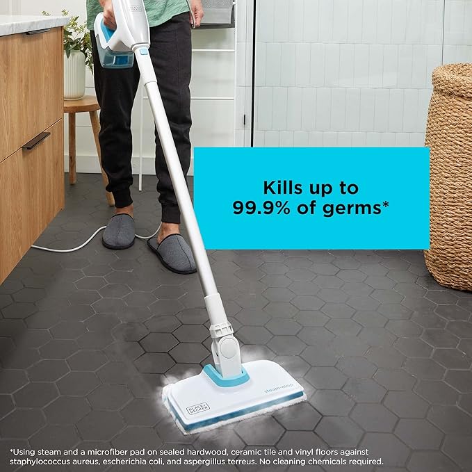 BLACK+DECKER Steam Mop, Floor and Handheld Steamer, Multi-Purpose Steam Cleaner with 6 Attachments, Corded (BHSM15FX08)