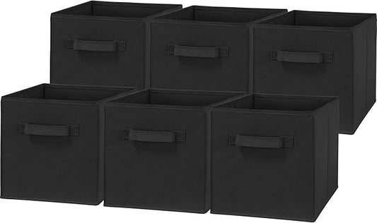 Simple Houseware Foldable Cube Storage Bins, 11-Inch Black, 6-Pack Fabric Cubes Organizer for Closet or Shelves