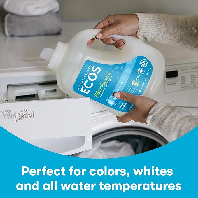 ECOS Laundry Detergent Liquid, 200 Loads - Dermatologist Tested Laundry Soap - Hypoallergenic, EPA Safer Choice Certified, Plant-Powered - Magnolia Lily, 100 Fl Oz (Pack of 2)