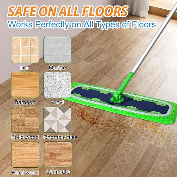 Reusable Microfiber Mop Pads for Swiffer - XL Dry Sweeping Cloths & Wet Pads Refills - Heavy Duty Mopping Cloths, 6 Pack