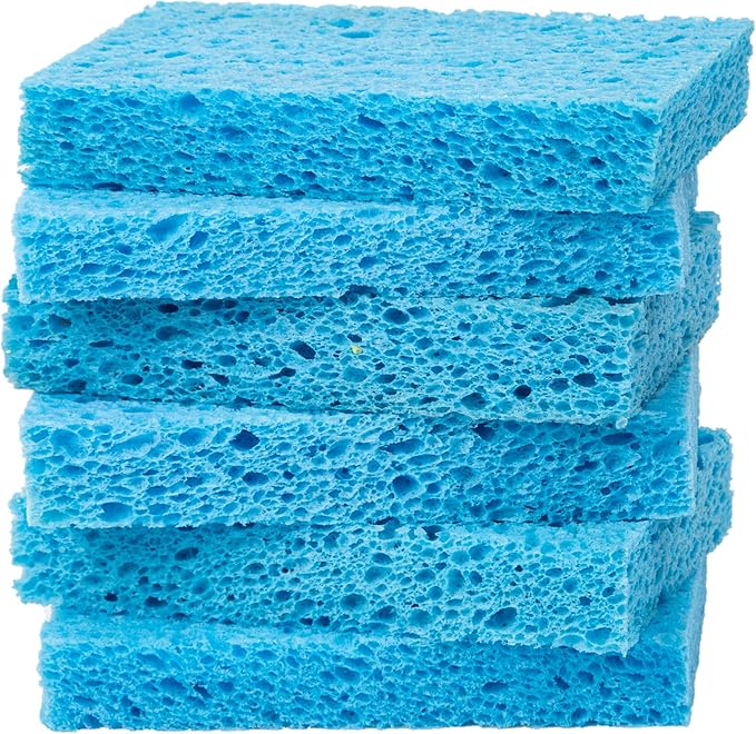 Cellulose Sponges,Heavy Duty Scrub Kitchen Sponge,Clean Tough Messes Without Scratching Sponges Kitchen Blue(6 Pack)