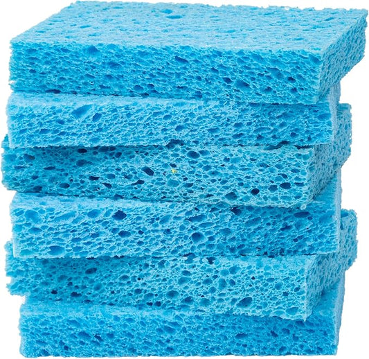 Cellulose Sponges,Heavy Duty Scrub Kitchen Sponge,Clean Tough Messes Without Scratching Sponges Kitchen Blue(6 Pack)