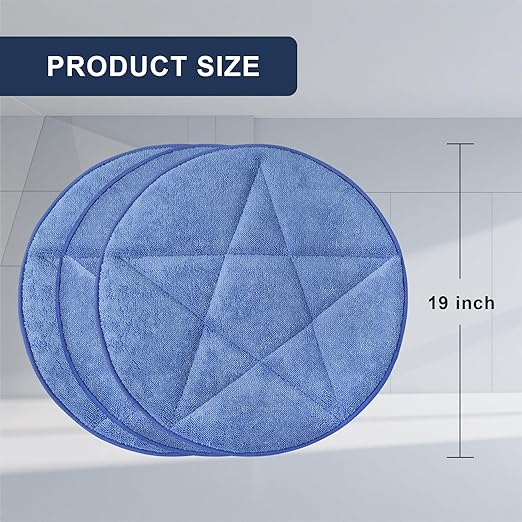 3PK 19inch Comerical Grade Microfiber Carpet Bonnet Pads， Durable and Absorbent Buffing Pad Cleaning Scrubber Brush Carpet Bonnets Pads Mounts to Any Traditional Pad Driver