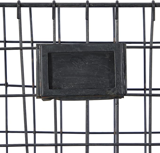 Deco 79 Metal Rectangle Magazine Rack Holder with Suspended Baskets and Label Slot, 16" x 3" x 28", Black
