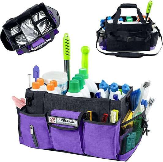 Large Cleaning Caddy for Cleaning Suppliers Organizer,15" Storage Organizer for House Clean Essential, Wearable Cleaing Bag, Storage Caddy for Housekeeping