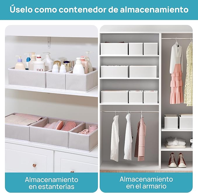 Vtopmart 6 Pack Drawer Organizer for Clothes, Dresser Drawer Organizer Bins, Foldable Fabric Closet Drawer Dividers, Underwear Storage Organizers for Baby Clothes, Bra, Socks, Ties, Scarf