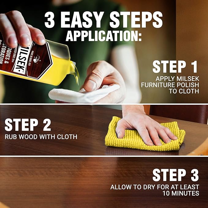 Milsek Antiques & Restoration Polish with Lemon Oil & Microfiber Cleaning Towel, 12-Ounce, ART-1, Yellow, Antique Cleaner & Cloth