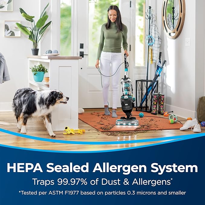 Bissell MultiClean Allergen Rewind Pet Vacuum with HEPA Filter Sealed System, Automatic Cord Rewind, Tangle-Free Brush Roll, & LED Headlights, 3402