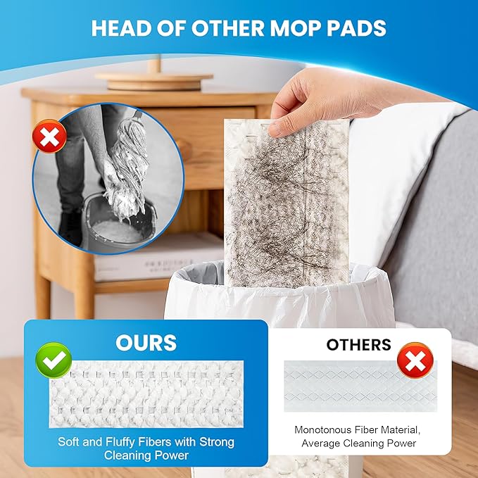 50 Pack Disposable Microfiber Cleaning Mop Pads for Bona Mop Series, Heavy Duty Disposable Sweeping Pad Replacement Refill