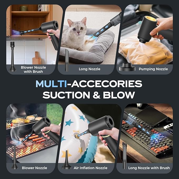 Handheld Vacuum Cordless Rechargeable, Car Vacuum Portable Cordless with Strong Suction15Kpa, Hand Vacuum Ultra-Quiet (75dB), 21min Runtime, Lightweight (1.25 lbs) for Car, Pet Hair, Home