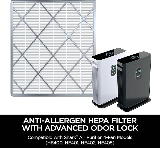 Shark HE4FKPET Anti-Allergen Hepa Filter, with Advanced Odor Lock, for Shark Air Purifier 4 (HE401 & HE402), Grey