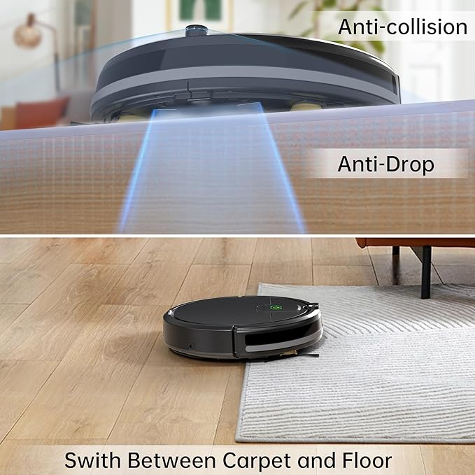 Robot Vacuum Cleaner,2900Pa Powerful Suction Robot Vacuums with Self-Charging,150Mins,Tangle-Free Robotic Vacuums Cleaner, Low Noise, Ideal for Hard Floor, Low-Pile Carpets & Pet Hair