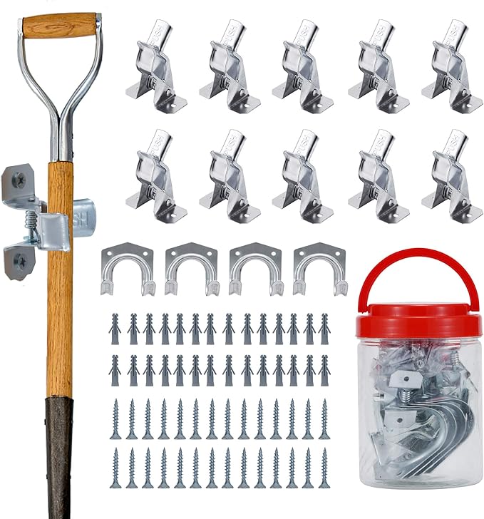 Sinoer Shovel holder, Mop and Broom Holder Heavy Duty Metal Wall Mounted Broom Utility Hooks Tool Hanger for Warehouse, Garden,Sheds,Garage -14PACK