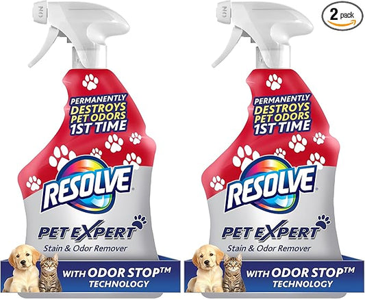 Resolve Pet Expert Stain and Odor Remover, Carpet Cleaner, Pet Stain andOdor Remover, Carpet & Upholstery Cleaner - Removes Stains andOdors, 22 oz (Pack of 2)