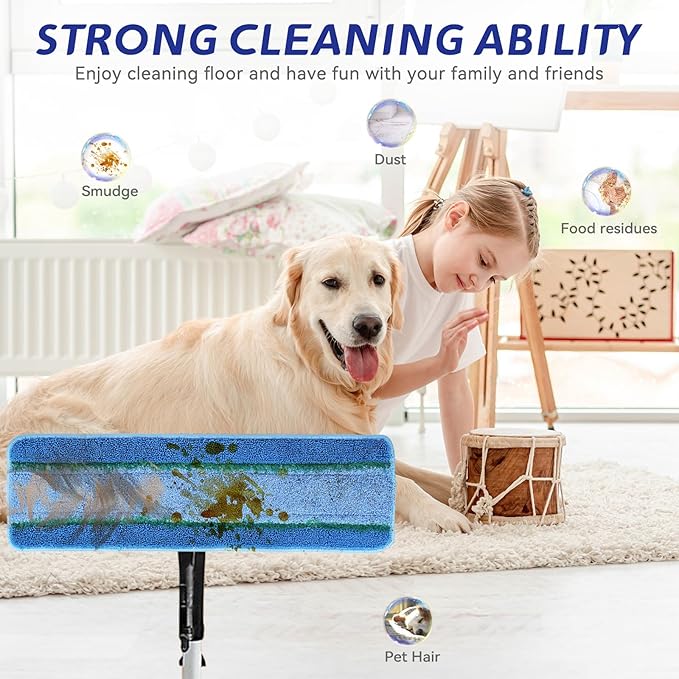 Upgraded Replacement Microfiber Mop Pads for Rubbermaid Commercial 18 Inch Mop 17 Inch Mop, Reusable Wet & Dry Commercial Cleaning Flat Mop System 18" 17" Refill Head for Multi-Surface Floor-2 Pack