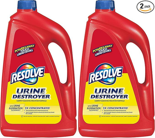 Resolve Urine Destroyer Steam Carpet Cleaner Solution – Concentrated Formula Urine Eliminator for Pet Stains & Odors,Safe for Bissell,Hoover & Rug Doctor,60 fl oz,(Pack of 4)
