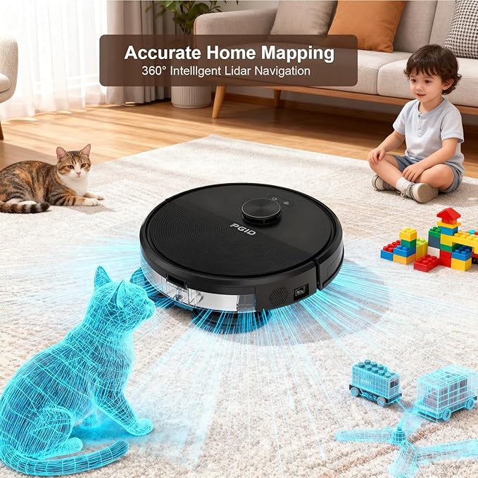 Self-Emptying Robot Vacuum Cleaner, Robot Vacuum and Mop,FlexiArm Edge Mopping,5000Pa Suction, Dual Zero-Tangle System, Smart Obstacle Avoidance, 20mm Mop Lifting, Auto Mop Washing&Drying