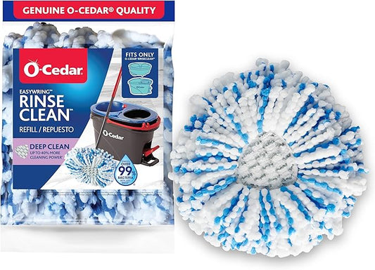O-Cedar Genuine RinseClean Deep Clean Spin Mop Head Replacement | Machine Washable | Reusable | Microfiber Refill | 40% More Cleaning Power