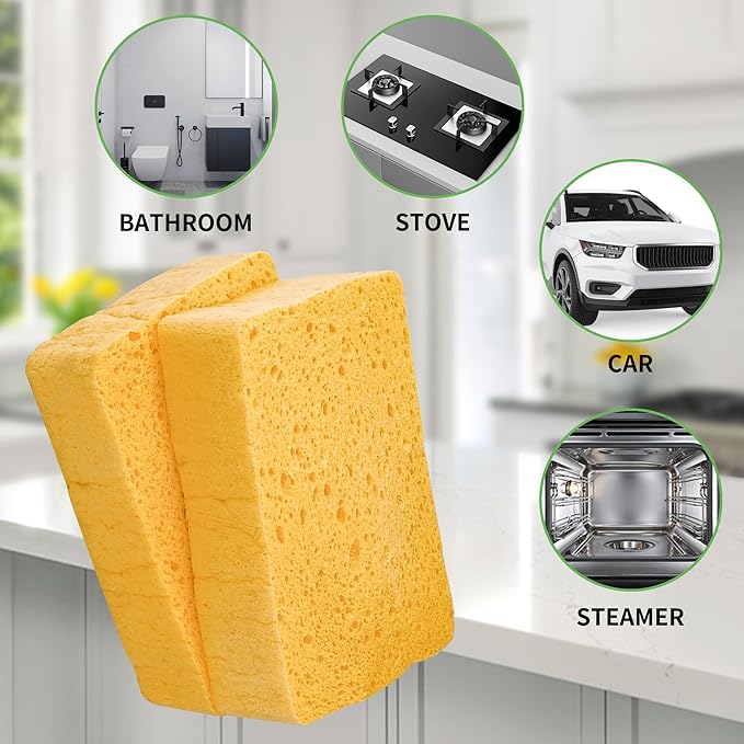 10 Count Compostable Pop-Up Sponges - Expanding, Non-Scratch, Plant-Based Cleaning Sponges Car Wash Sponge