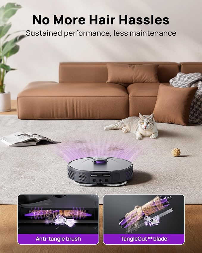 3i P10 Ultra Robot Vacuum and Mop Combo, 18,000 Pa Suction, Self-Emptying, Auto-Extending Edge Mopping, 140℉ Hot-Water Self-Cleaning, LiDAR Navigation, Automatic TangleCut for Pet Hair, 4 Carpet Modes