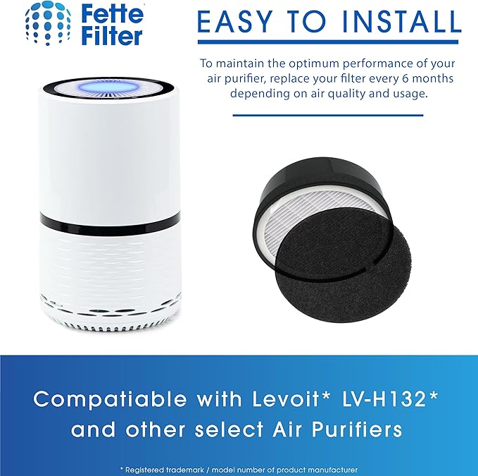LV-H132-RF Premium H13 True HEPA Replacement Filter Compatible with Levoit Air Purifier LV-H132 Also Compatible with other select Air Purifiers see listing for details Pack of 3